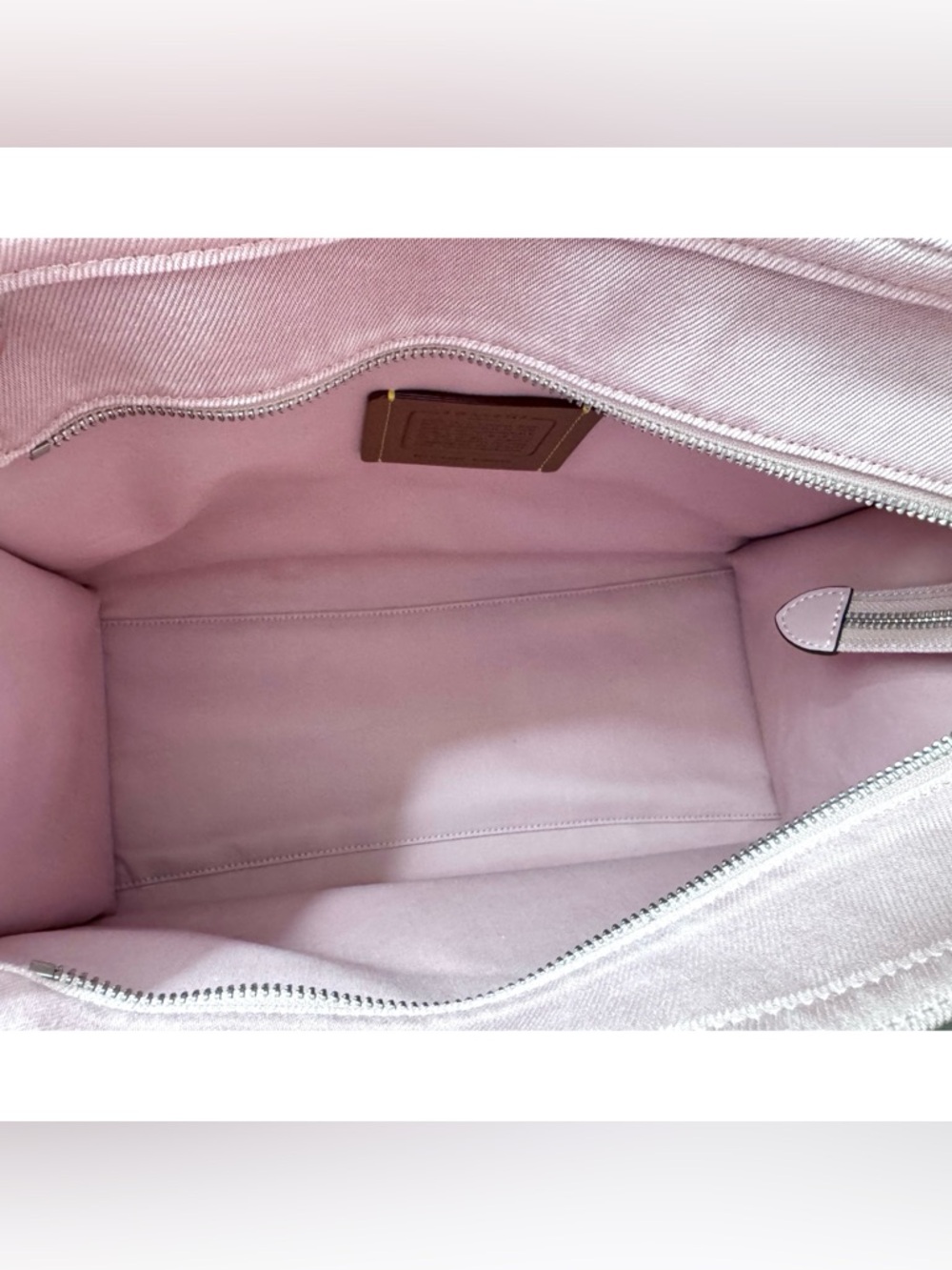 COACH Denim Medium Cargo Tote Bag, BALLERINA PINK - Picture 8 of 13